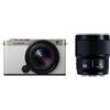 Panasonic LUMIX S9 W Kit 18-40 mm + 50 mm argento scuro x pelle bianca fumè