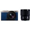 Panasonic LUMIX S9 W Kit 18-40 mm + 50 mm argento scuro x pelle blu notte