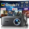WiMiUS Proiettore【1200 ANSI/Google TV】Netflix Ufficiale Proiettore 4K Support
