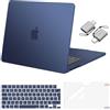 MOSISO Cover Compatibile con MacBook Air 15 Custodia M5 M4 M3 M2 2026 2025-2023 A3448 A3241 A3114 A2941, Cover per Macbook Air 15 Pollici M5 M4 M3 M2&Copritastiera&Pellicola&Tipo C, Blu Foschia