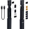 Mcbazel BUDI 9-IN-1 Cavo Dati da Viaggio Custodia per Scheda SIM, Linea Dati Compatta da Viaggio Custodia per Scheda SD USB con Adattatore Tipo C/Micro USB/Cavo USB C - Nero