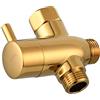 Tecmolog DSF012J - Valvola deviatore G 1/2 in ottone con valvola di arresto per soffione doccia, titanio oro, DSF012J