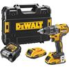 DEWALT XR 18V Trapano Avvitatore Brushless, Ultra Compatto, 2x Batterie 2Ah & Caricabatterie, Coppia 70Nm, Luce LED da Lavoro, Valigetta Heavy Duty, Utensile Professionale - DCD791D2-QW