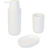 Relaxdays Set di Accessori da Bagno in Poliresina Bianco, Dispenser Sapone, Ciotola e Bicchiere 17.5x6.5x6.5 cm