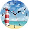 TAHEAT Faro Gabbiano Orologio da parete, In legno Funziona a batteria Orologi, Silenzioso Non ticchettio Facile da leggere Orologio da parete per cucina/Camera da letto/Soggiorno, 34 cm