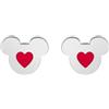 Disney Orecchini Minnie con Cuore in Smalto Rosso, Acciaio inossidabile, Nessuna pietra preziosa