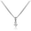 MIORE Collana Donna con Pendente Solitario di Diamante in Oro Bianco Massiccio 375 da 9K con Catenina in Argento Sterling 925 Lunga 45cm- Collana con Pendente Diamante 0.10ct con Custodia Portagioie