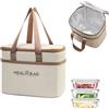 MSLSOZ Borsa per il pranzo pieghevole, borsa termica per il pranzo, impermeabile, per donne, uomini, bambini e studenti, picnic in viaggio (kaki).