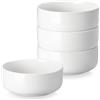MALACASA Serie LUNA, Set di 4 Ciotole per Cereali 640 ml, Ø 14,7 x 6 cm, Ciotole in Porcellana Elegante, Ideali per Colazione e Dessert, Adatte per Lavastoviglie e Microonde, Bianco
