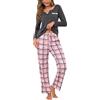Bresdk Pigiama Donna Invernale Due Pezzi Pigiami Lungo a Manica Lunga Scollo a V e Pantaloni Lunghi con Tasche Blu S