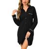 Bresdk Camicia da Notte Donna Aperta Davanti Invernale Cotone Manica Lunga Pigiama con Bottoni Loungewear Parto Ospedale Allattamento Premaman, Grigio Chiaro, XXL