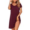 Ekouaer Donna Camicia da Notte Estiva Taglie Forti Pigiama da Notte Manica Corta Vestito da Notte Premaman Allattamento, Grigio Chiaro, XL
