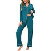 Bresdk Pigiama Donna Invernale a Manica Lunga in Cotone Set 2 Pezzi Pigiami da Donna Leggero per Donna Abbigliamento Casual Ospedale Allattamento Azzurro Chiaro XXL