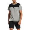 Bresdk Pigiama Uomo Estivo Corto in Cotone Pigiama da Uomo Leggero Set Due Pezzi con Maglia a Manica Corta e Pantaloncini con Tasche S-3XL