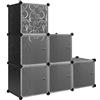 WOLTU Scaffale a 6 Cubi, Armadio Modulare Fai-da-te in Plastica, Scarpiera Componibile con Ante con Chiusura Magnetica, Organizzatore per Libri e Giocattoli, Nero