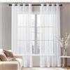 Deconovo Tende Soggiorno Moderne 2 Pezzi Trasparenti in Voile per Cameretta Bambini Interni 140x260 CM Bianco