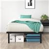 Zinus Caleb Struttura letto 80x190 cm - Altezza 36 cm con contenitore sotto il letto - Struttura pieghevole in acciaio - Nero