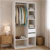 Dmora Guardaroba Grande Borla, Mobile Camera da Letto, Cabina portabiti, Armadio Appendiabiti, 98x45 h205 cm, Bianco e Rovere