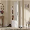 Dmora - Scarpiera Eugene, Armadio portascarpe alta a 1 anta, Mobile portascarpe moderno, Armadio da ingresso con specchio, 50x22h180 cm, Bianco