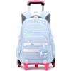 Amythe Zaino Trolley per Ragazza 9-16 Anni, Zaino Bambina Scuola Elementare con Carrello Rimovibile 6 Ruote, 21L Zaini Elementari con Rotelle per Bambine, Blu