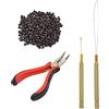 YTBYT Set di extension per capelli con 1 paio di pinze per capelli I-Tip Hair, 1 micro anello, 1 gancio e 500 microanelli per extension per capelli (Marrone scuro)
