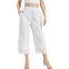 BEAUTELICATE Pettipants Vittorian Lace Trim per Under Dress Cotton Long Pajama Pants, Bianco, XL