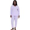 Ulla Popken Pigiama con Pizzo, Bottoni, Scollo a V e Maniche Lunghe Lavanda Delicato 46+ 834319800-46+