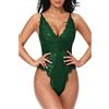 EVELIFE Body Donna Sexy Pizzo Lingerie Teddy Un Pezzo Scollo a V Biancheria Intima Trasparente(Nero XXL)