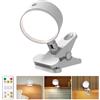 GOVSSING LED Lampada con Pinza Senza Fili con Ricaricabile Batteria da 5000mAh, Lampada da Lettura con Pinza con Dimmerabile & 3 Temperature Colore, USB Lampada con Pinza per Letto Tocco & Telecomando