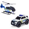 Dickie Toys Police Strike Squad - Ford Interceptor (23 cm) & Airbus H135 Elicottero (26 cm) - Auto giocattolo ed elicottero con ruota libera ed elica mobile manuale