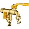 HSJKWPT Rubinetto Doppio da Giardino in Ottone,Lavatrice Rubinetto 1/2 x 3/4 x 3/4 e 3/4 x 3/4 x 3/4 Rubinetto Da Giardino Doppia Uscita per Giardino,Lavatrice (1/2)