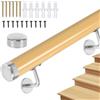 OUGPIU Corrimano per Scale,50cm Indoor e Outdoor Scale Ringhiere,Antiscivolo Legno Corrimano con Set di Montaggio,per Corridoi,Ville e Loft