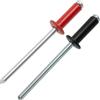 AERZETIX - Set di 50 rivetti ciechi Ø4x12 mm con testa piatta, RAL 9005 (nero intenso) e RAL 3000 (rosso fuoco) | in alluminio/acciaio | per assemblaggio estetico e fissaggio rapido