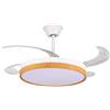 DRW Ventilatore da soffitto con Luce e 4 Pale retrattili in Bianco e Legno Aurora 53x106x106 cm