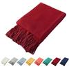 Homiest Coperta decorativa lavorata a maglia con frange, morbida e accogliente coperta con nappe, per divano, letto (rosso, 50 x 60 cm)