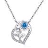 Qings Collana Donna Cuore Rosa Fiore Argento 925 Collana Ciondolo Pietra Portafortuna con Zirconi Romantico Compleanno San Valentino Regali di Natale Gioielli per la Fidanzata Moglie