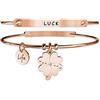 MABINA s.r.l. Kidult Bracciale Quadrifoglio | Fortuna in Acciaio Rose Gold