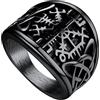 Bandmax Anello Uomo Acciaio Inossidabile, Celtico Anello Uomo con Bussola, 09 US Misura Anelli Uomo Nero, Semplice Stile Anelli Uomo Acciaio, Gioielli Uomo con Confezione Regalo