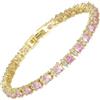 RIZILIA Eternity - Bracciale tennis e zirconia cubica a taglio rotondo, placcato in oro giallo, 17,8 cm, Medium, Zirconia cubica