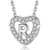 MomentWish Cuore Collana con lettere A-Z Pendente, Moissanite Diamond Initials Collana Signore, Regalo di compleanno personalizzato per le donne Regali di Natale R