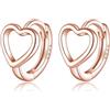 Reffeer Huggie - Orecchini a cerchio in argento Sterling 925 massiccio, a forma di cuore, per donne e ragazze, Medio, Argento sterling, Nessuna pietra preziosa
