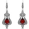 Esse Marcasite - Orecchini a goccia in argento Sterling con taglio a pera, granato e marcasite, stile Art Nouveau, Argento sterling