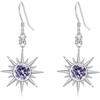 PARYFO Orecchini a forma di stella, in argento sterling 925, con stella a ottanta punte, con pietra di luna/opalo/ambra, regalo per donne, ragazze, mamma, fidanzata, moglie, 20 *28mm, Argento sterling
