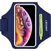 Guzack Fascia da Braccio Sportiva porta cellulare per iPhone 16 15 14 13 12 11 Pro Max, Samsung Galaxy A50s/A30s/S10/S10+/S9, HUAWEI/Xiaomi, fino a 6,9, Bracciale Sportivo con Supporto per Auricolari
