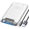 ORICO Case HDD 2.5 SATA USB C, Trasparente Case Hard Disk 2.5 SATA I II III per 7mm e 9,5 mm, Supporto UASP, Tool Free Case SSD con Cavo USB A( ABS 2139C3)