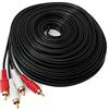SYSTEM-S Cavo RCA 2 RCA 20 m maschio a maschio, adattatore AV stereo, colore nero
