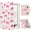 MoKo Custodia Compatibile con eBook Reader, Magnete Riattivazione e Standby, Con Supporto Verticale e Cinturino, No per Kobo Aura 2/Remarkable, Fiocco con Ciliegie