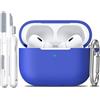 R-fun Custodia per Airpods Pro 2a/1a generazione con set di pulizia, protezione completa in silicone per custodia di ricarica Apple AirPods Pro 2023/2022/2019 [LED anteriore visibile], Blu