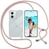 ISOI Cover con Cordino per Motorola Moto G84 5G, Custodia Trasparente con Collana Tracolla Laccio Collo Ultra Sottile Morbido TPU Silicone Antiurto AntiGraffio Antiscivolo Case, Rosa