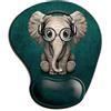 ITNRSIIET Tappetino Mouse Ergonomico Gel Rest Poggiapolsi, Tappetini Gaming per Mouse Tondo, Resistente all'Acqua con Superficie Liscia Base in PU Antiscivolo, Elefante